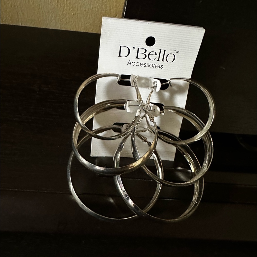 3 pairs ( 6 pieces) of D’BELLO Hoops earrings set Silver color